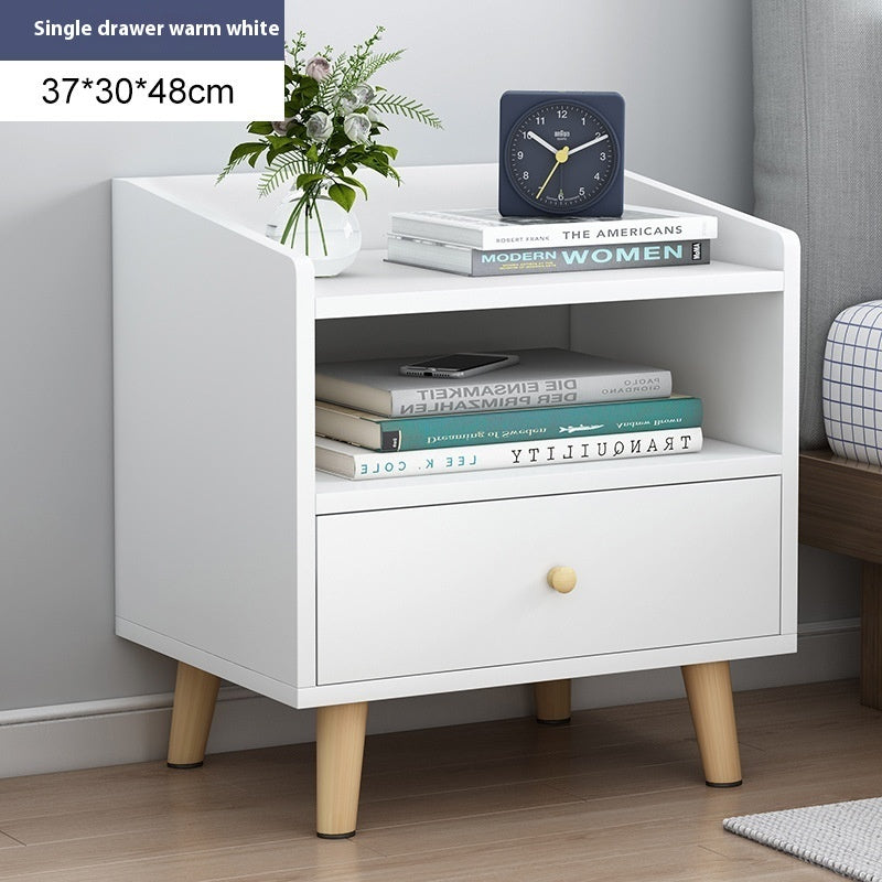 Simple Modern Bedroom Multifunctional Wooden Shelf Bedside Table