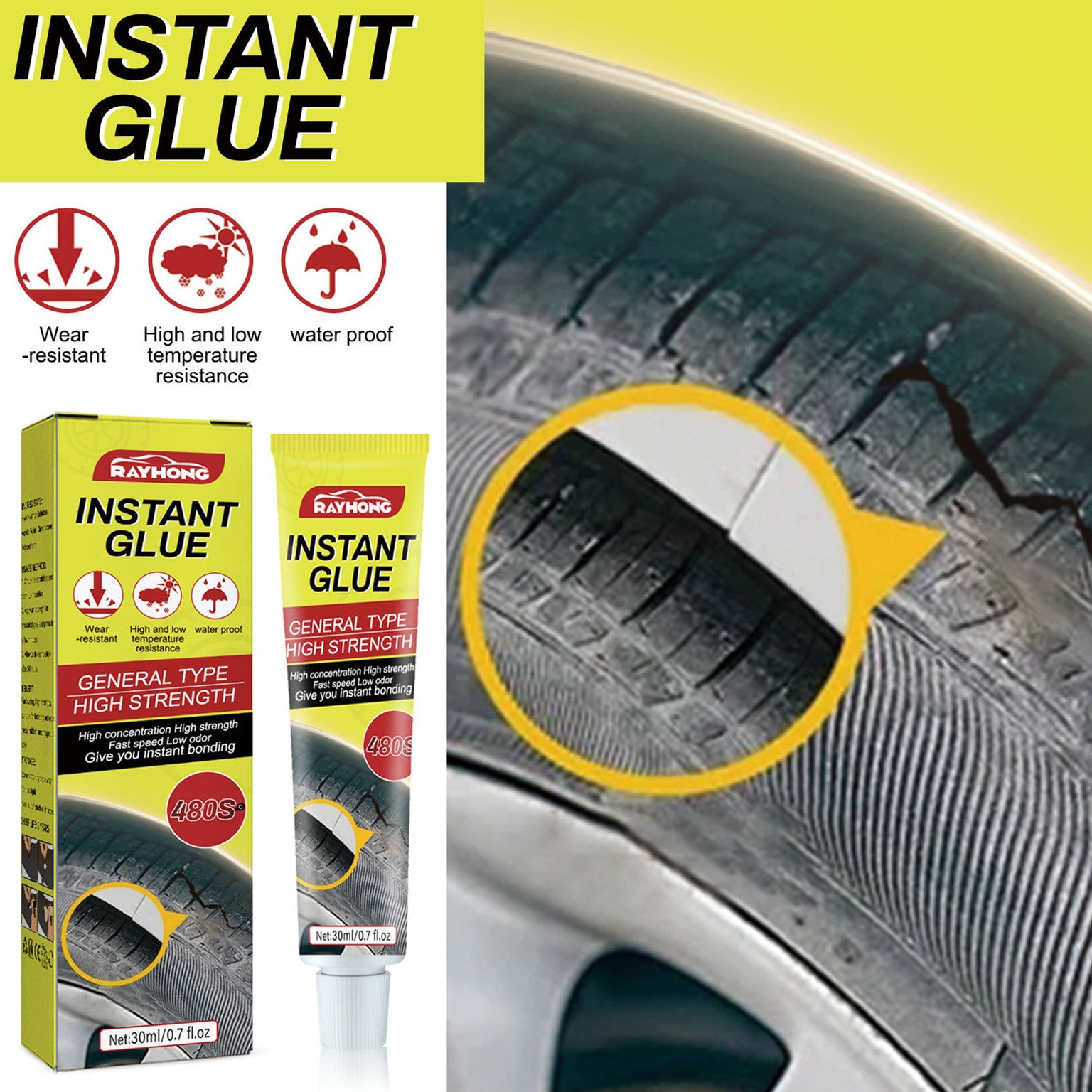 Car Tire Crack Repair Glue Sealing Adhesive Maintenance