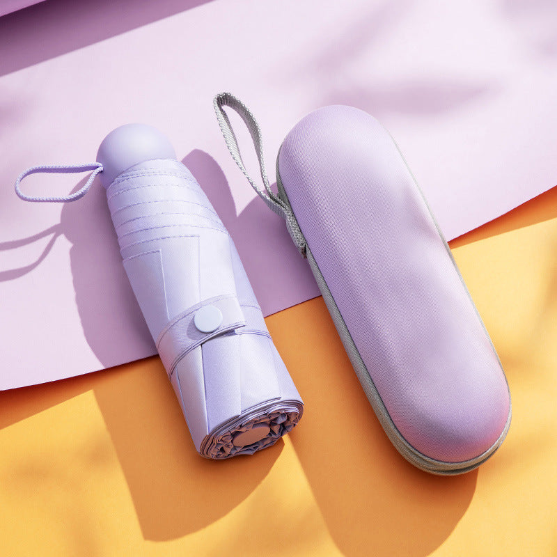 Sunshade and UV protection folding capsule umbrella