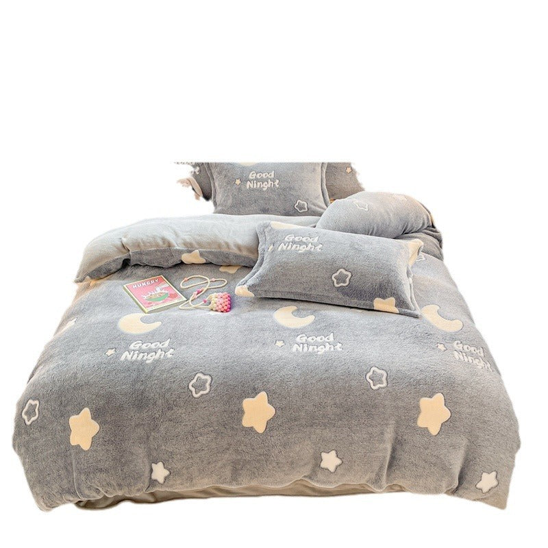 Winter Thickened Fleece Four-piece Set