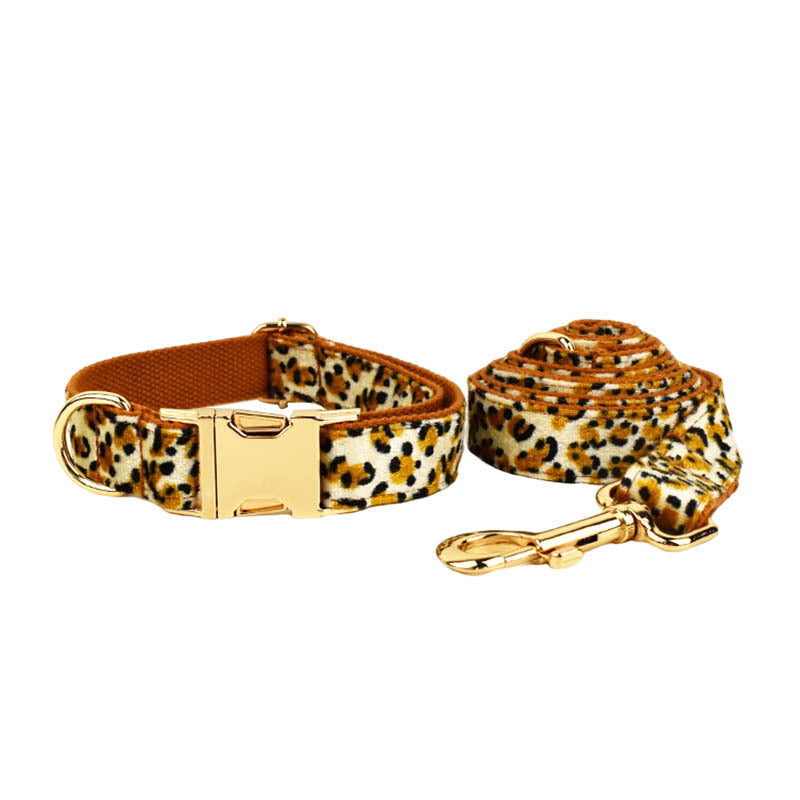 Dog Leash Pet Leopard Print Collar