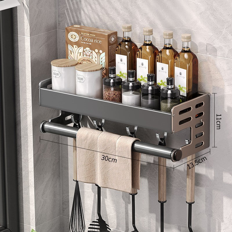 Gun Gray Kitchen Storage Rack Alumimum Punch-free Multi-functional Household