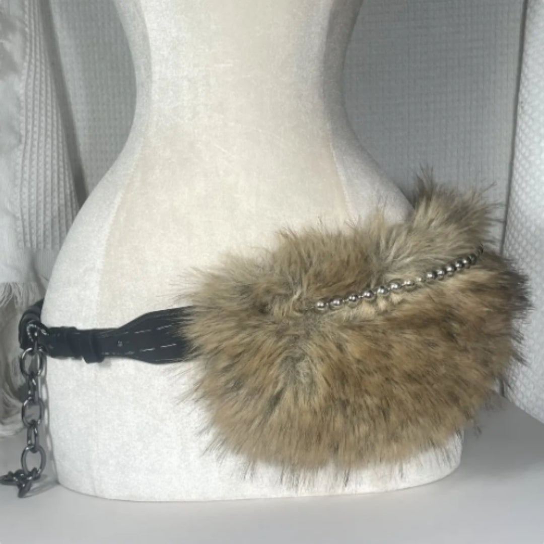 Faux Fur Waist Belt Plush