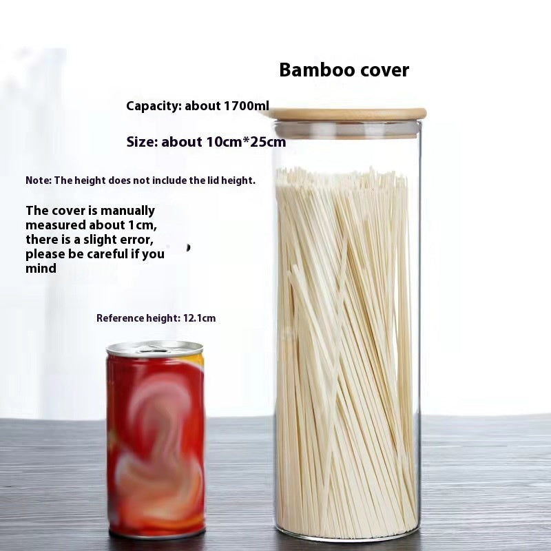 Borosilicate Glass Bamboo Cover Tea Sealed Jar