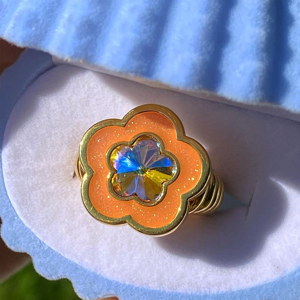 New Ibiza Flora Drip Oil Preservation Electroplating Color Ring
