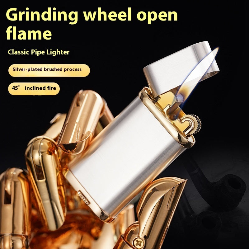 New Grinding Wheel Oblique Fire High-grade Electroplating Resin Craft Retro Men's Gift Open Flame Gas Lighters