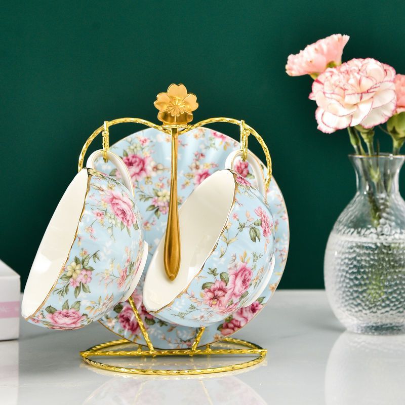 Ceramic Flower Tea Cup Coffee Suit Household Watchband Spoon