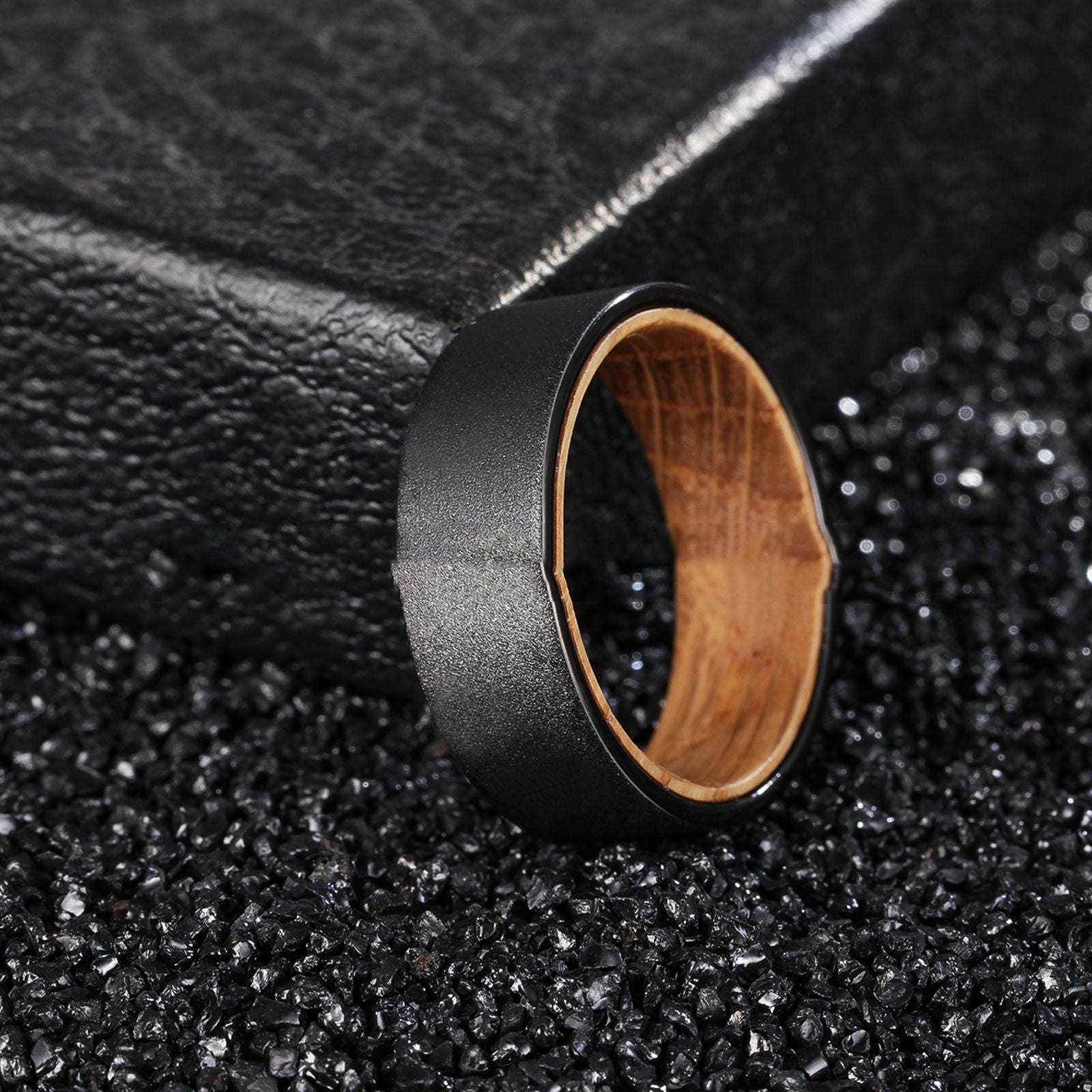 Frosted Men's Barrel Wood Wood Inner Ring