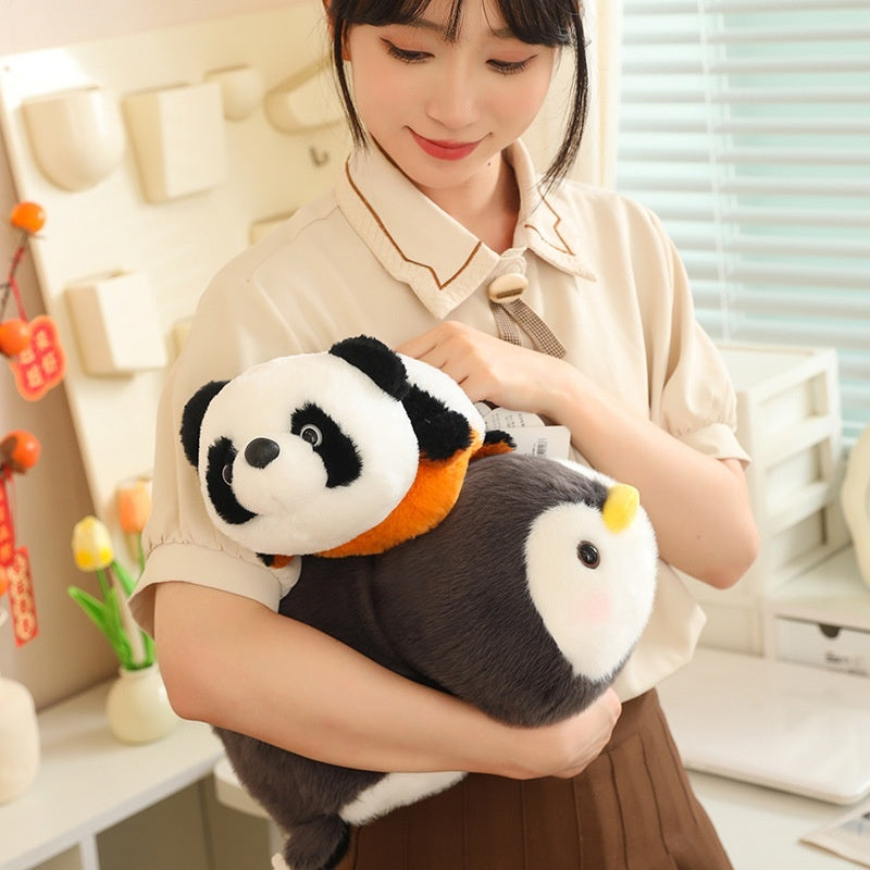 Jouets en peluche Éléphant Pingouin Panda Petit panda Lapin blanc Cadeau d'anniversaire pour fille