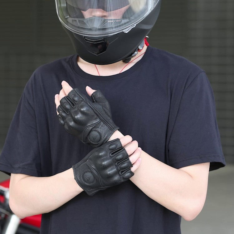 Motorcycle Leather Gloves Motorcycle Brigade Motorcycle Riding Half Finger For Men And Women
