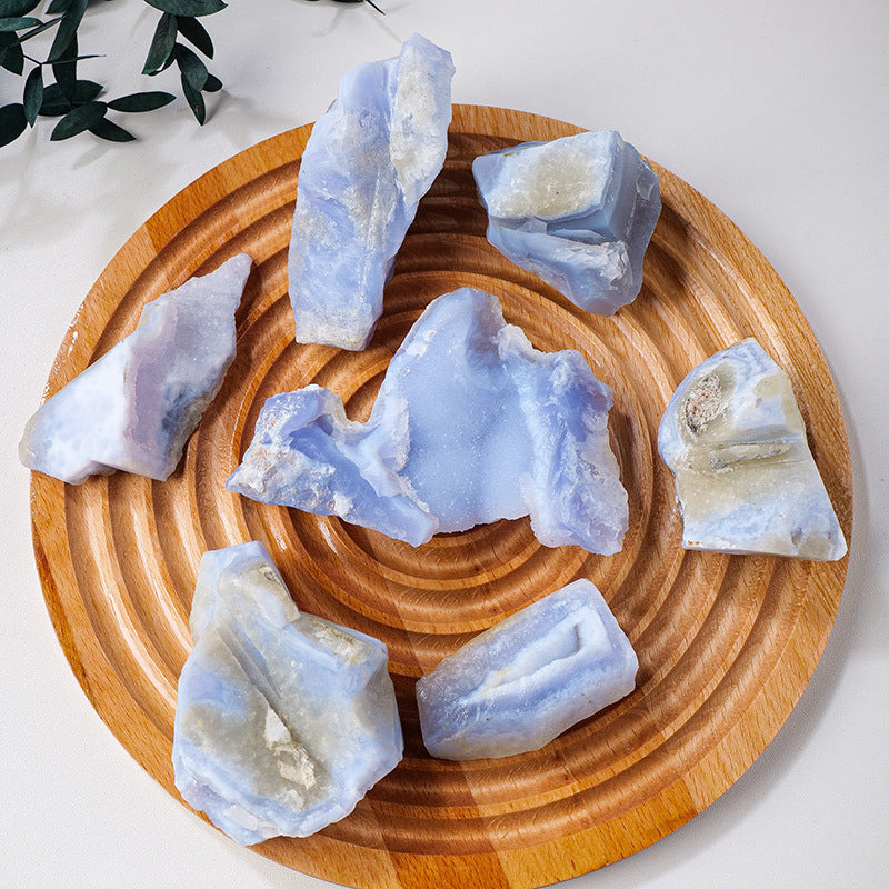 Natural Crystal Blue Agate Rough Stone