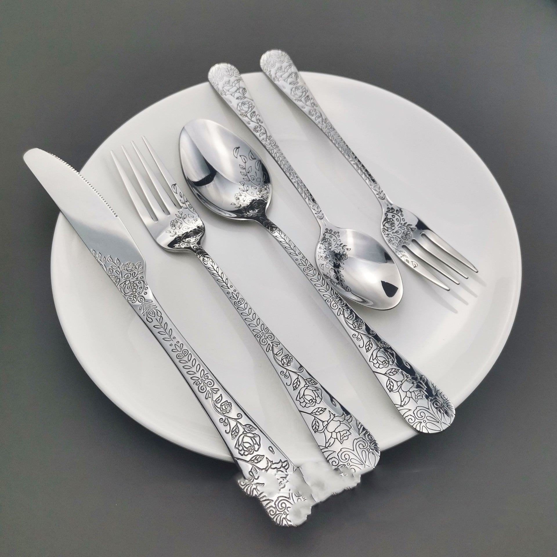 Stainless Steel Tableware Western Knives Dessert Spoon Fork Five-piece Set