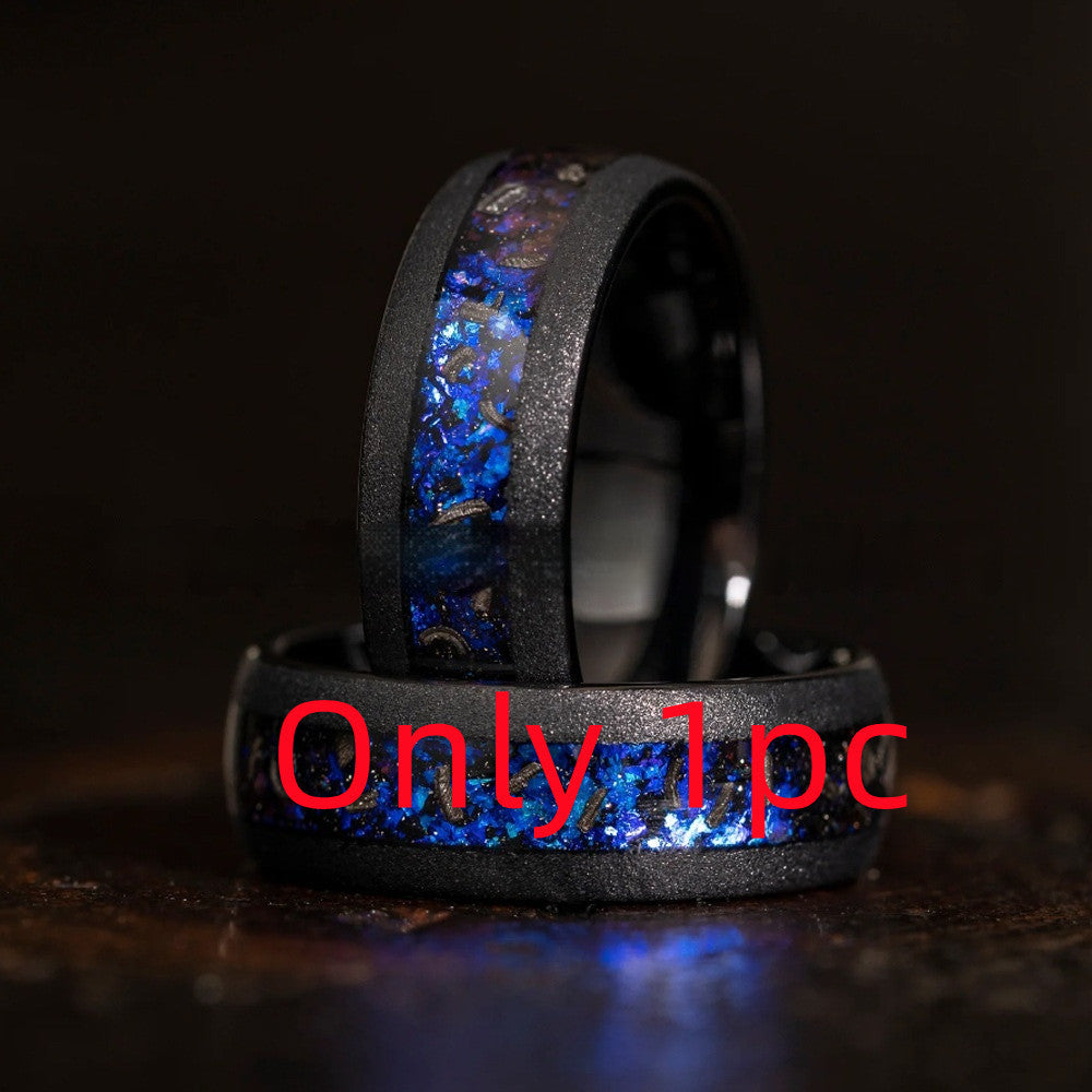 Blue Gravel Iron Chip Gun Black Sand Blasting Tungsten Ring 8mm