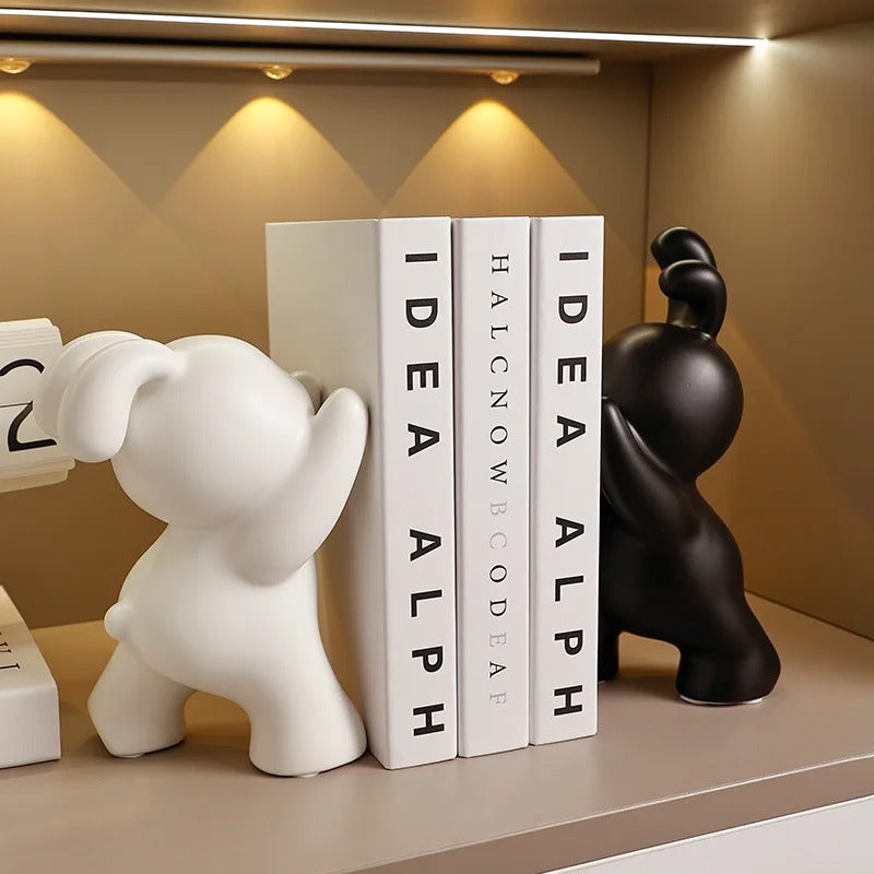 Push Rabbit Electric Bookcase Desk Ceramic Decorations Bookend Ornaments