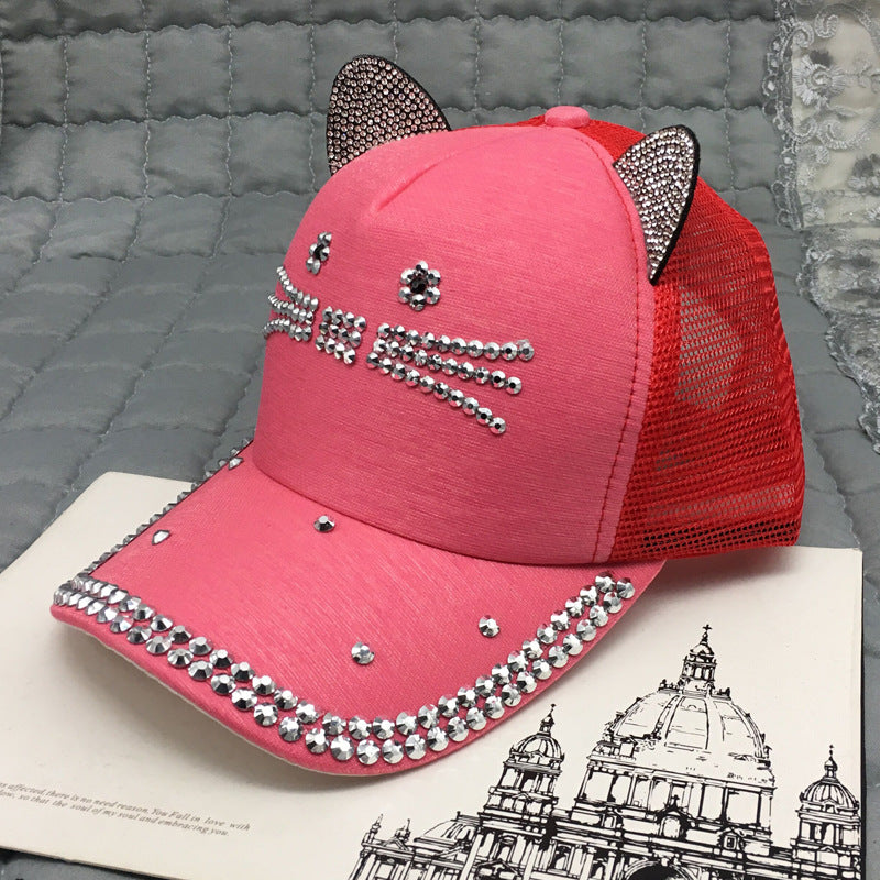 Women's Cute Fashion Rhinestone Cat Ears Hat