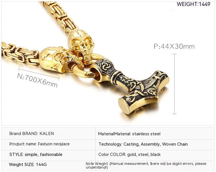 Men's Titanium Steel Skull Necklace