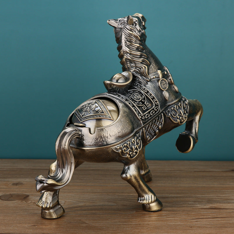 Horse Ashtray Household Metal Creative Personality With Lid Decorations