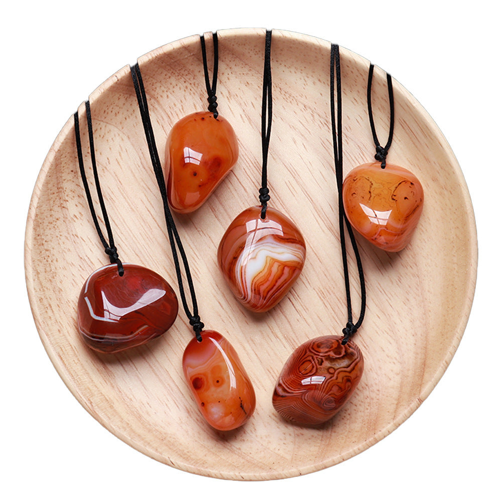 Natural Crystal Entwined Agate Raw Stone Polished Necklace