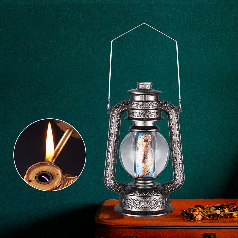 Vintage Horse Lamp Lighter Oil And Electricity 10000 Matches Exquisite Desktop