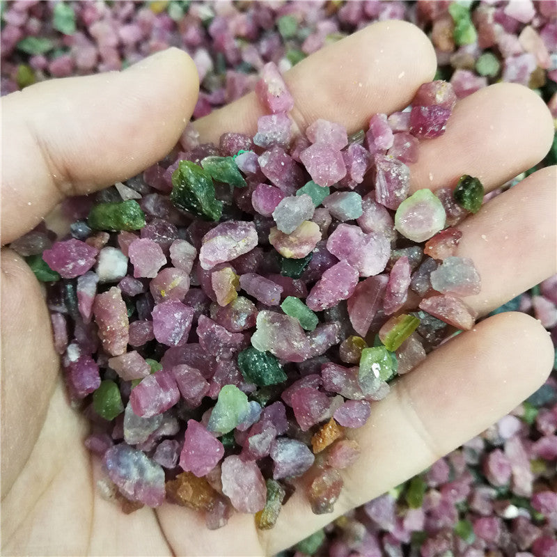 Natural Red And Green Tourmaline Crushed Stone