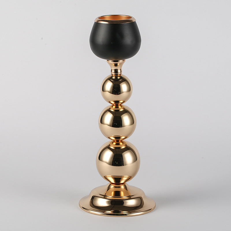 Candle Holder Iron Art Electroplating Spray Paint Black Plus Gold Ornaments