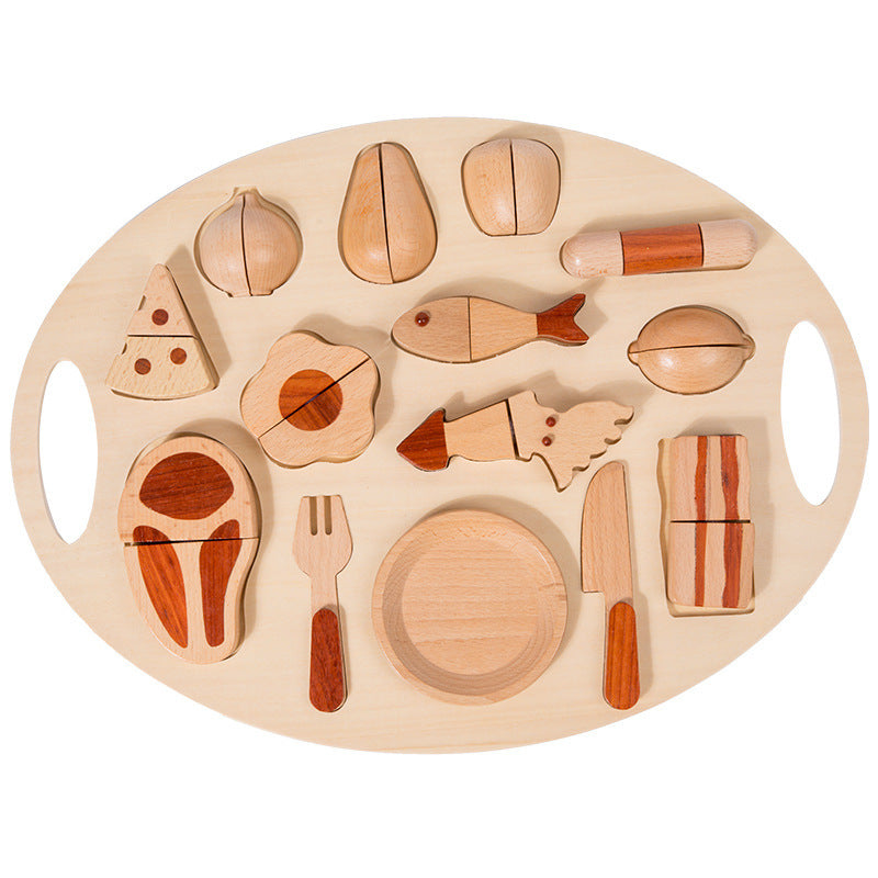 Log Food Breakfast Set Play House Simulation Kitchenware