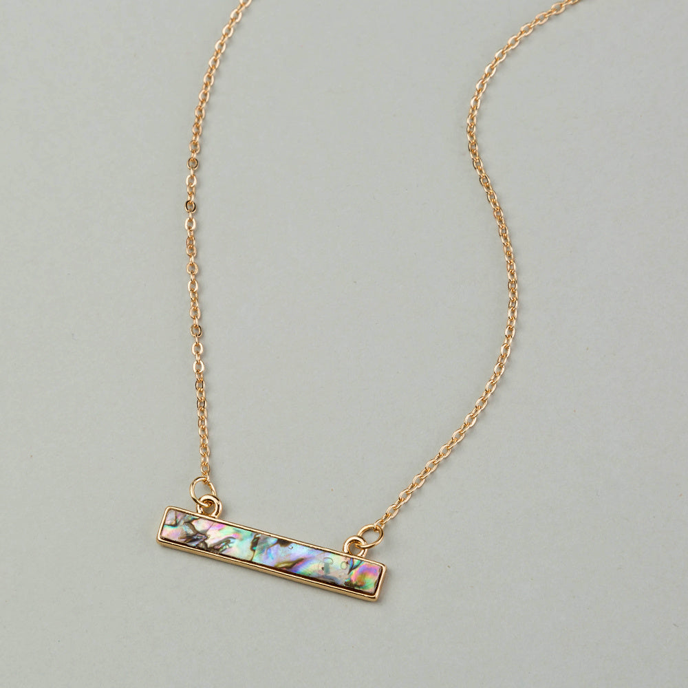 Personality summer beach minimalist style wild long strip color abalone shell necklace ins female