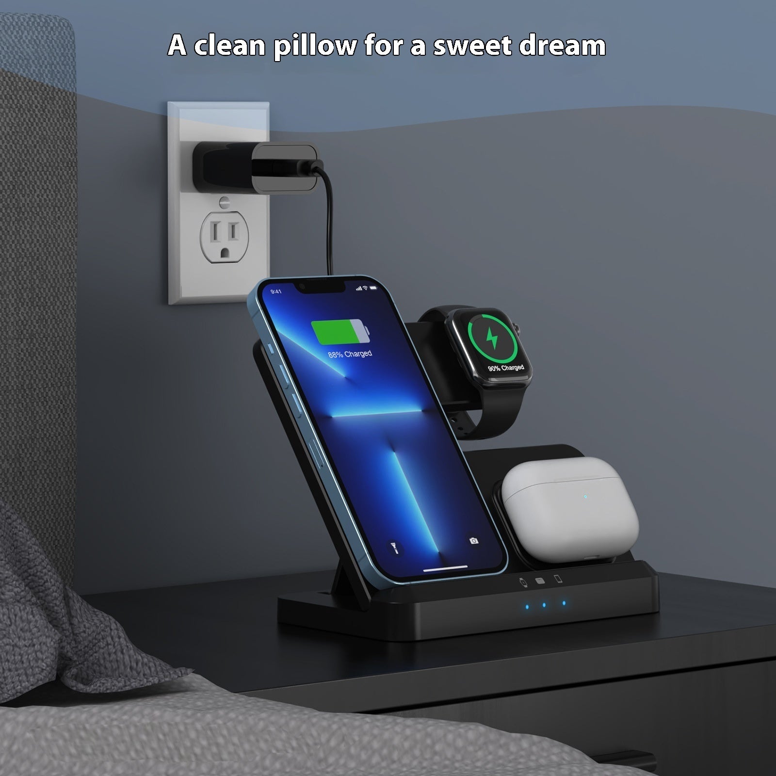 Applicable Mobile Phone Watch Wireless Charger Portable Folding Three-in-one Wireless Charger Electrical Appliances