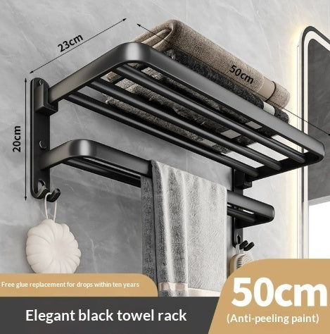No-drill Bathroom Shelf Space Aluminum Towel Rack Storage Towel Holder Bathroom Hardware Accessory