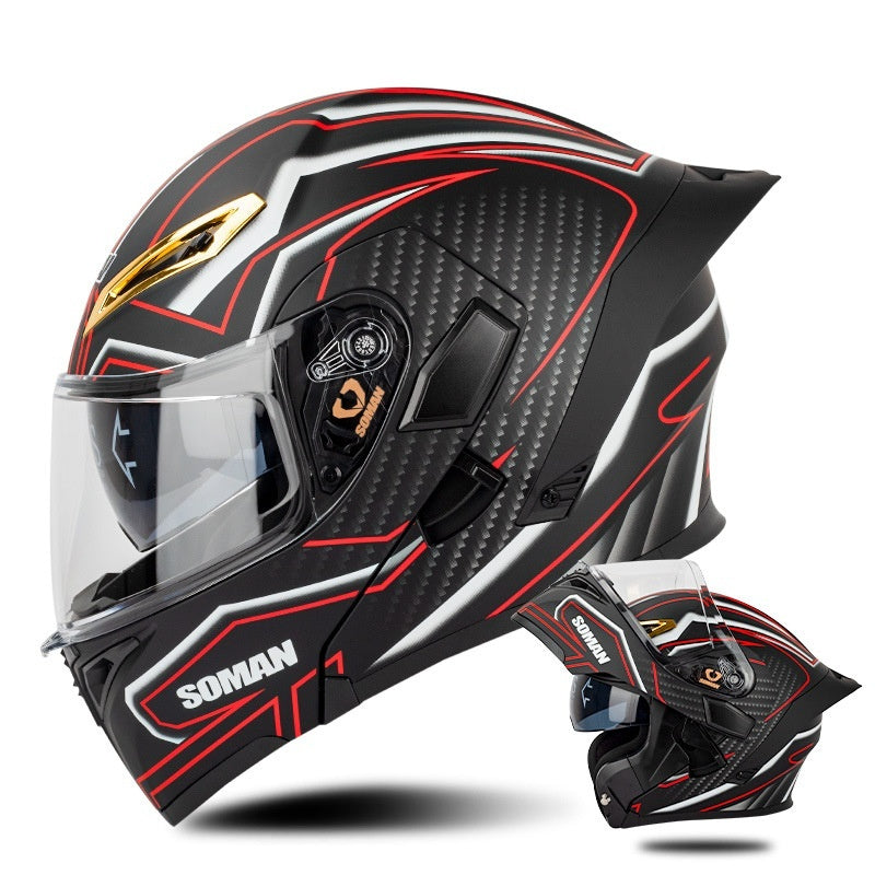 Men's And Women's Double Lens Exposed Motorcycle Helmet