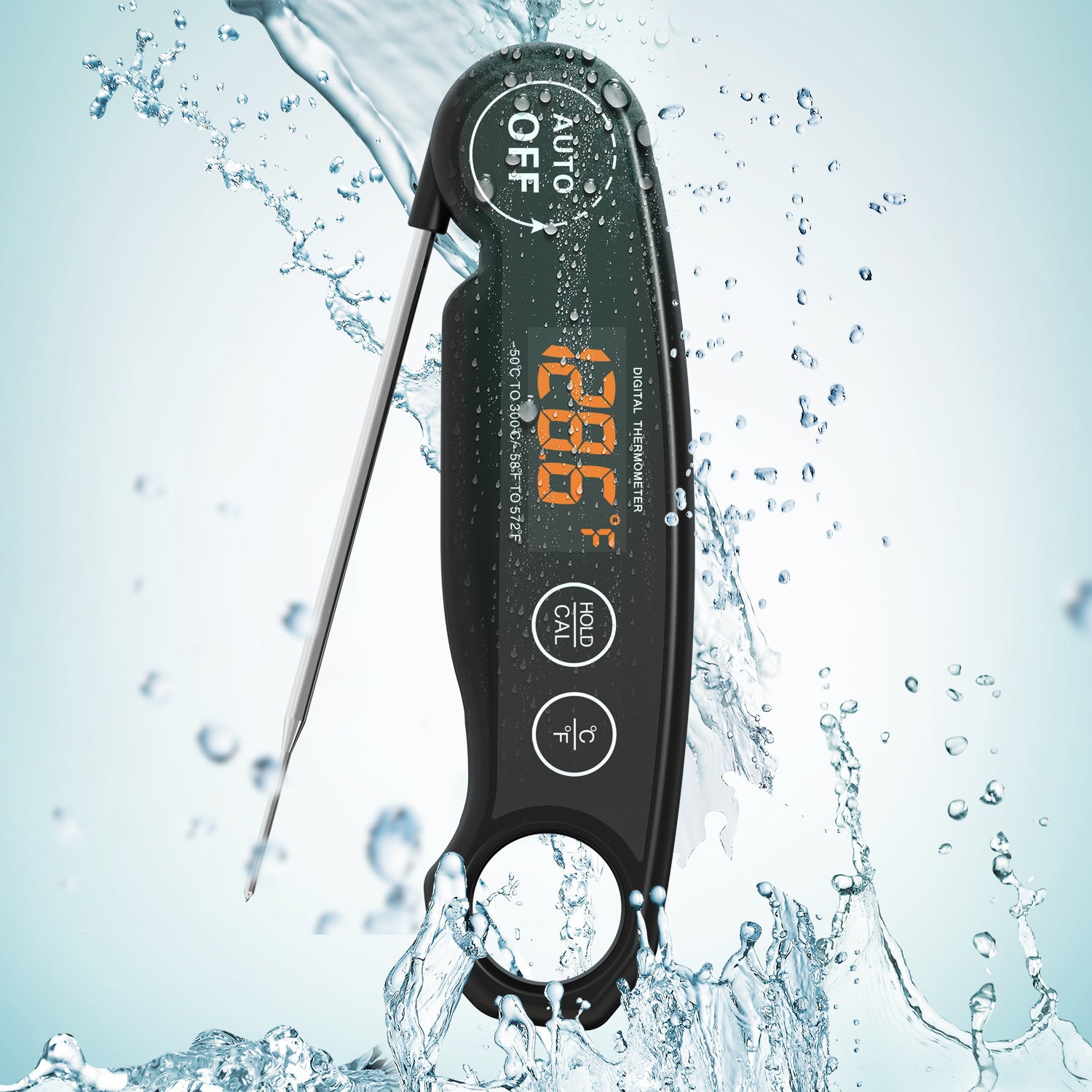 Folding Food Barbecue Meat Thermometer LED Display