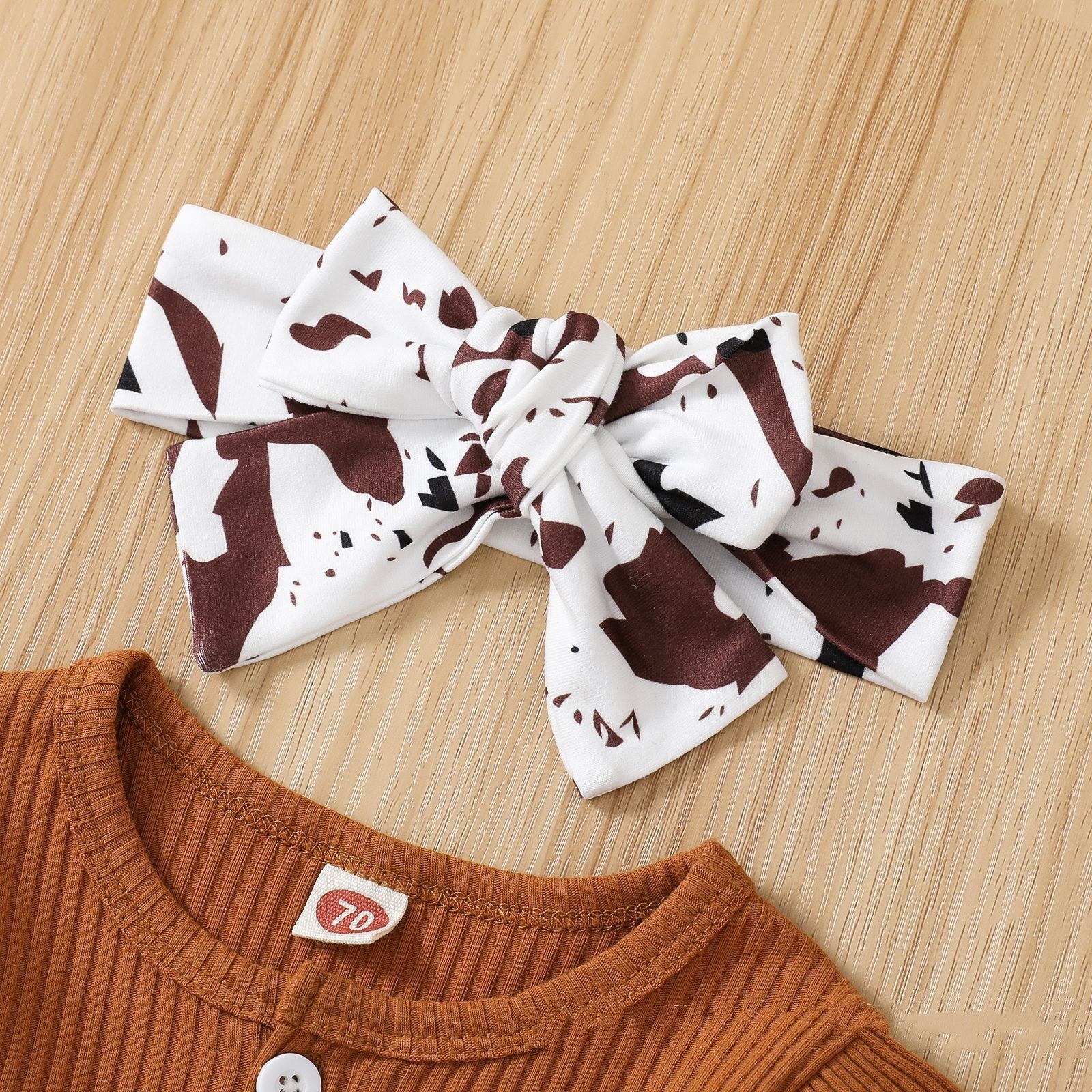 Romper Bell-bottom Pants Hair Band Three-piece Set