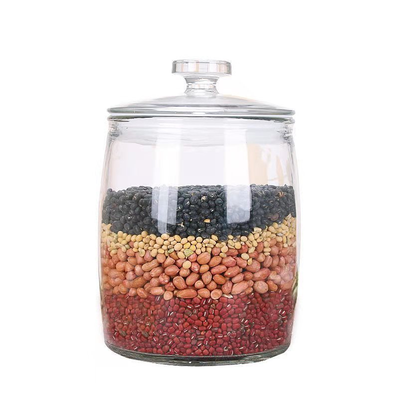 Bocal en verre épaissi pour thé, fruits secs, céréales et aliments médicinaux