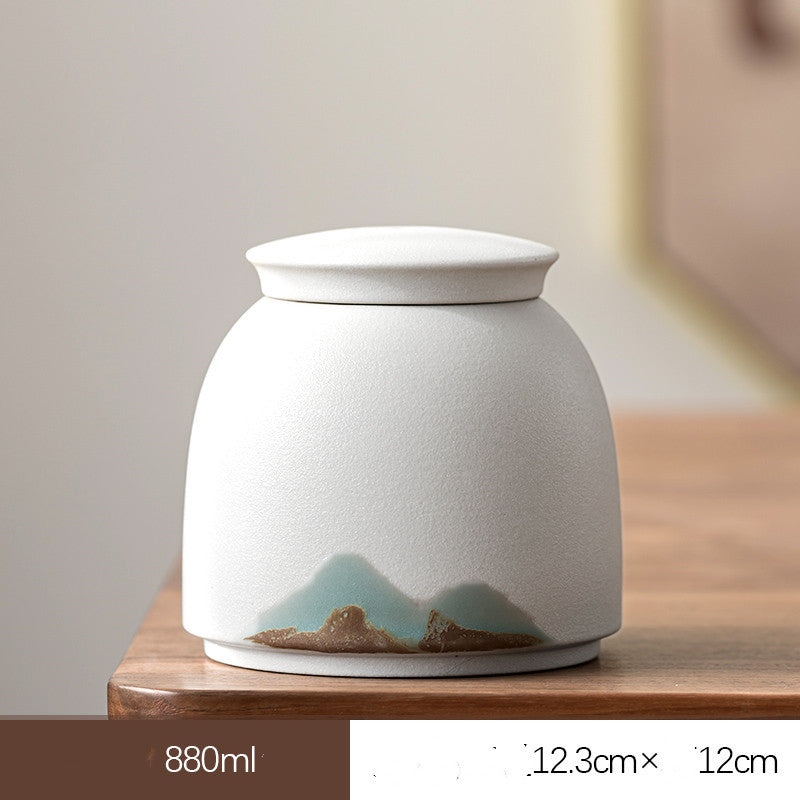 Home Large Sealed Ceramic Tea Storage Jar