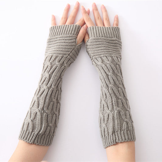 new autumn and winter knitting half finger mitts wool gloves pleated warm men's and women's arm sets