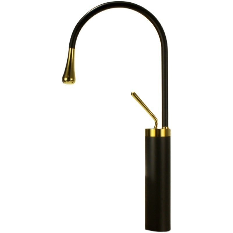 Water Drop Brushed Gold Copper Body Basin Wash Basin Rotating Faucet