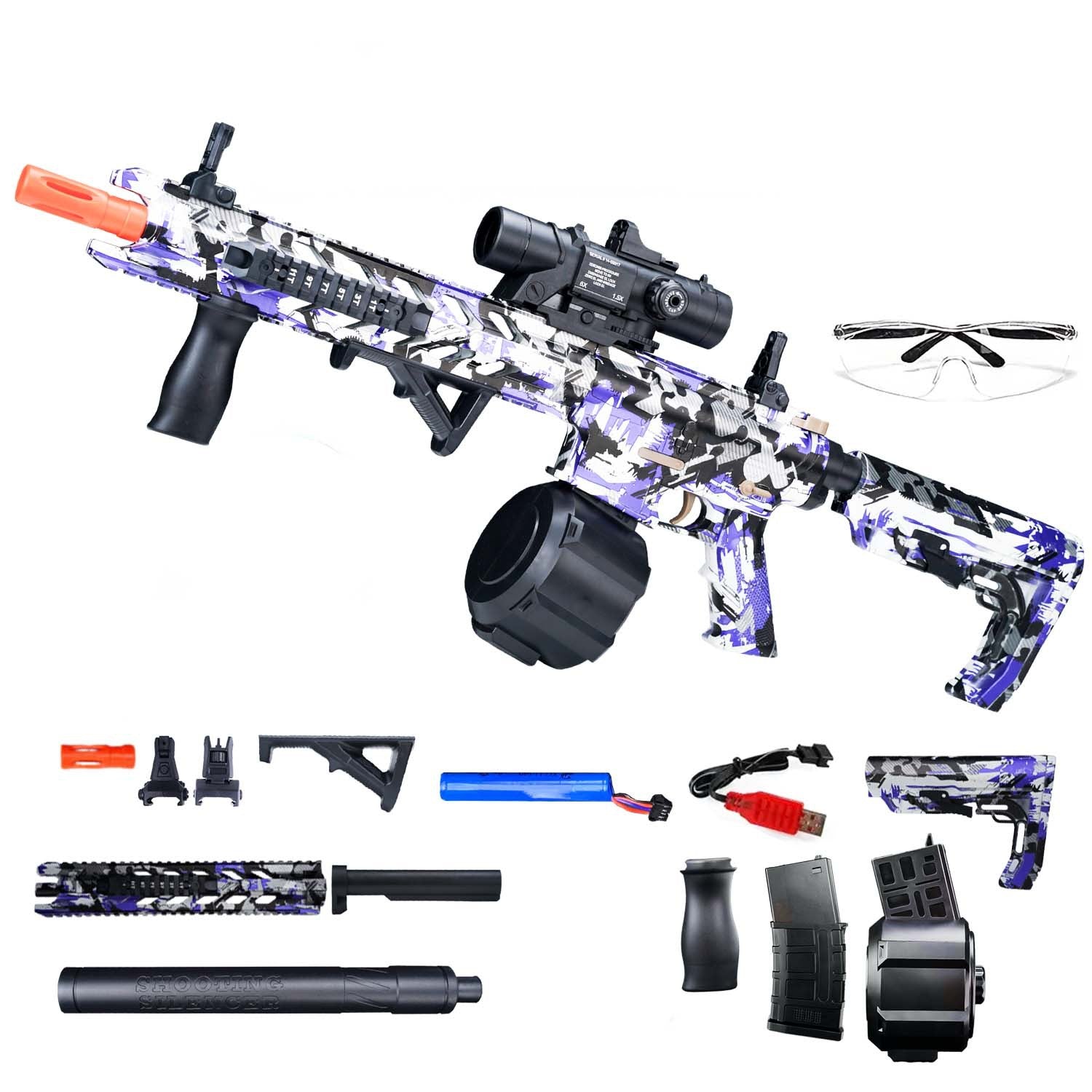 Outdoor Gel Ball Electric Continuous Hair Graffiti Launcher Toy