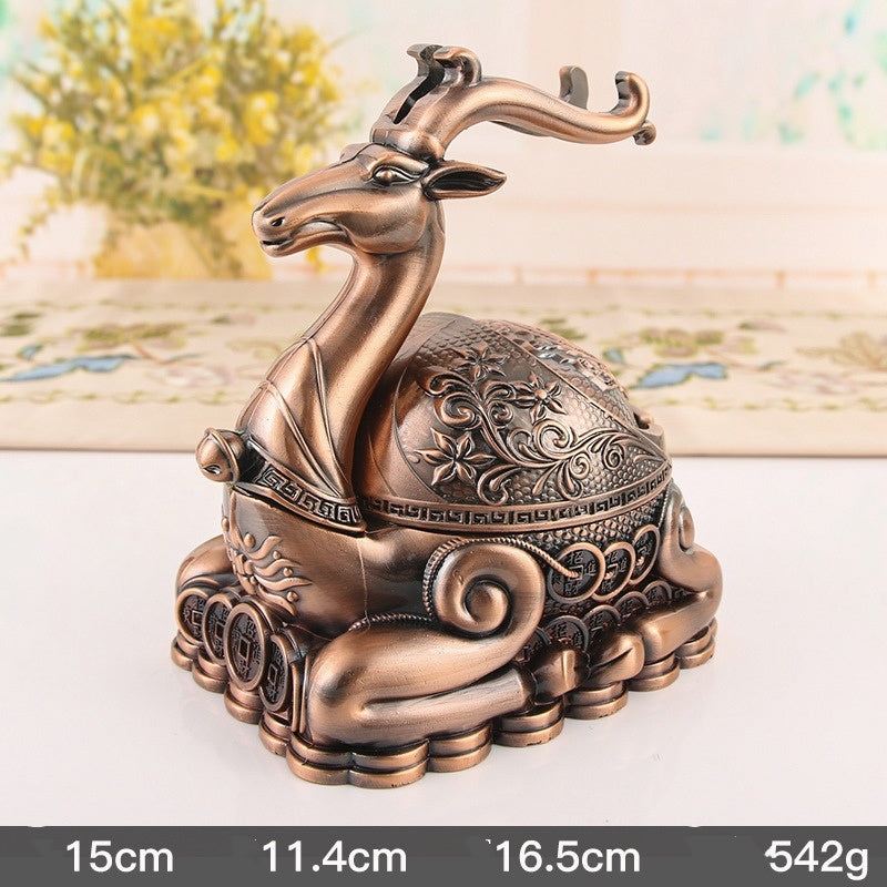 Creative 5D Money Deer Metal Ashtray Household Seal With Cover