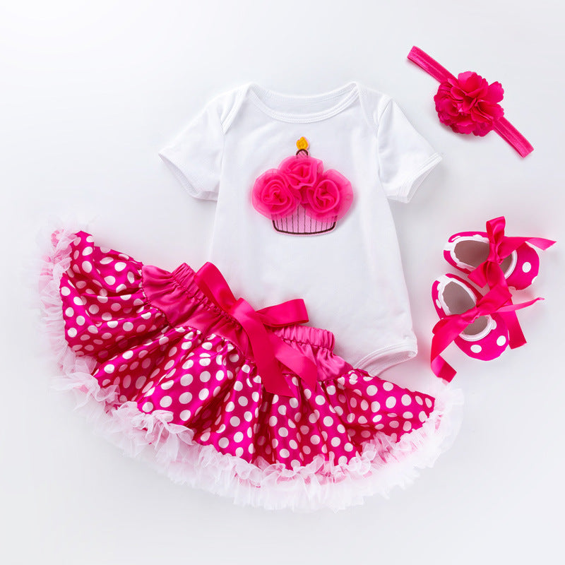 Children's tutu skirt suit high quality cotton short sleeves