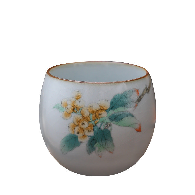 Ceramic Personal Tea Cup Gracked Glaze Supportable Tea Cup