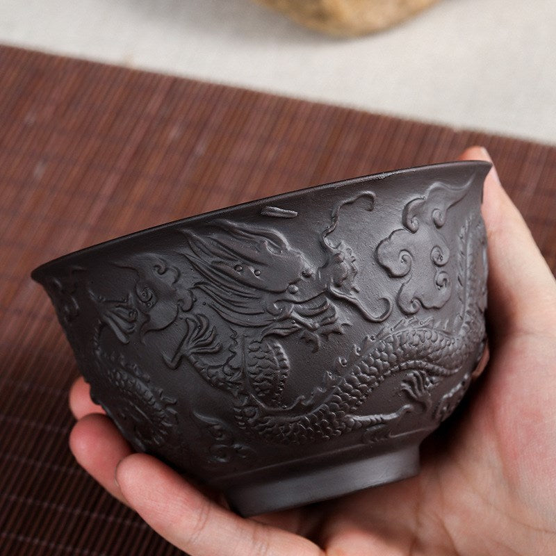 Purple sand embossed tea cup