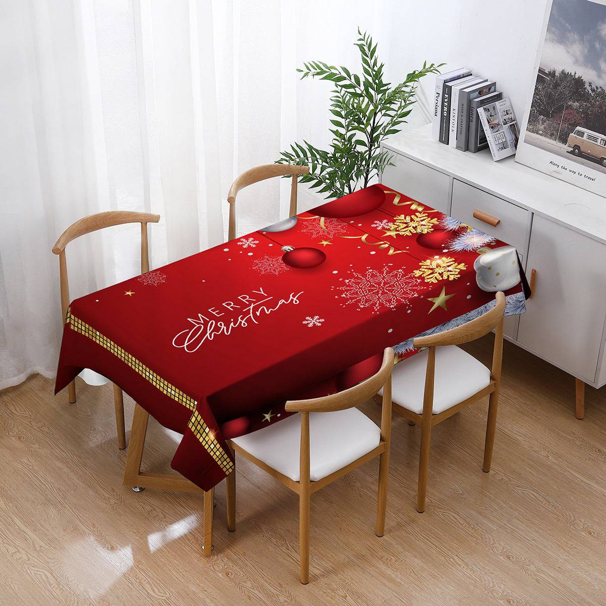 Printed Christmas Polyester Tablecloth Rectangular