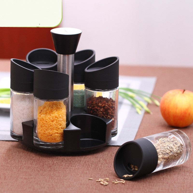 Rotating Glass Seasoning Bottle Creative Kitchen Condiments Box