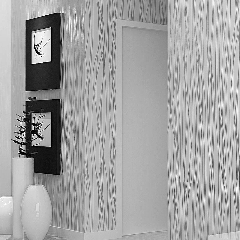 Plain striped non-woven wallpaper