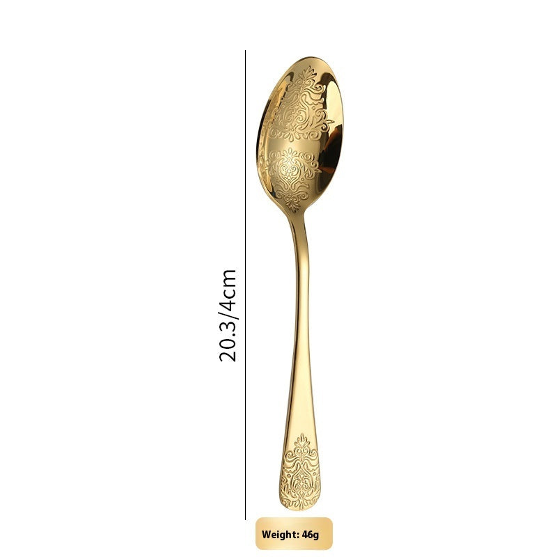 Stainless Steel Cutlery Knife Spoon Fork Vintage Gold-plated Western Restaurant Steak Suit