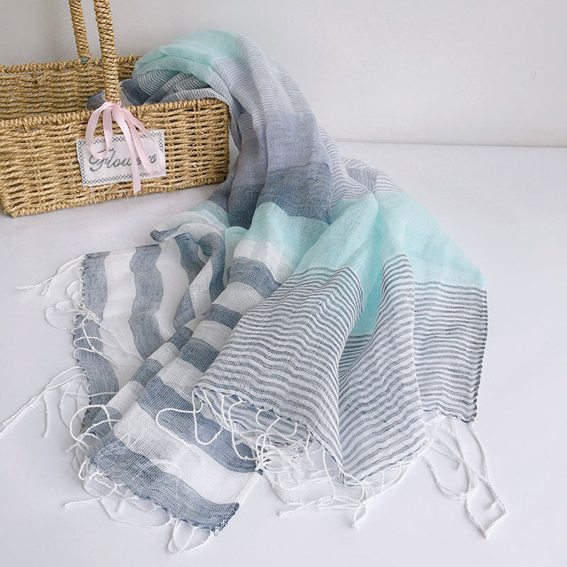 Spring Summer Cotton Linen Thin Lightweight Breathable Scarf