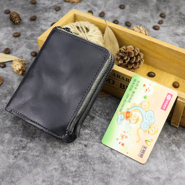 Vegetable tanned leather zipper wallet