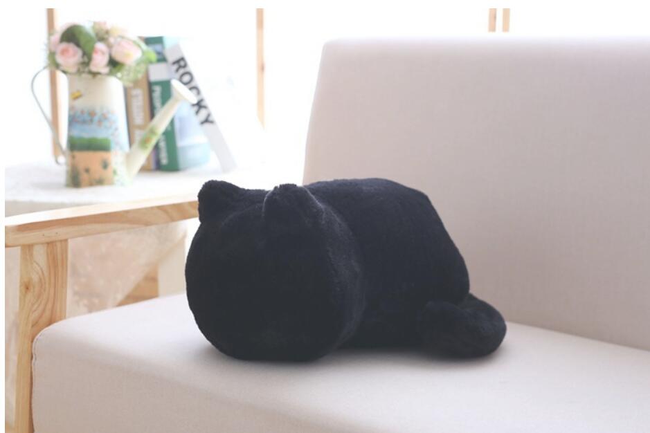Pure Color Back Cat Plush Doll Fashion Cute Stuffed Animal Simple Plush Toy Room Decorations Girlfriends Birthday Holiday Gifts