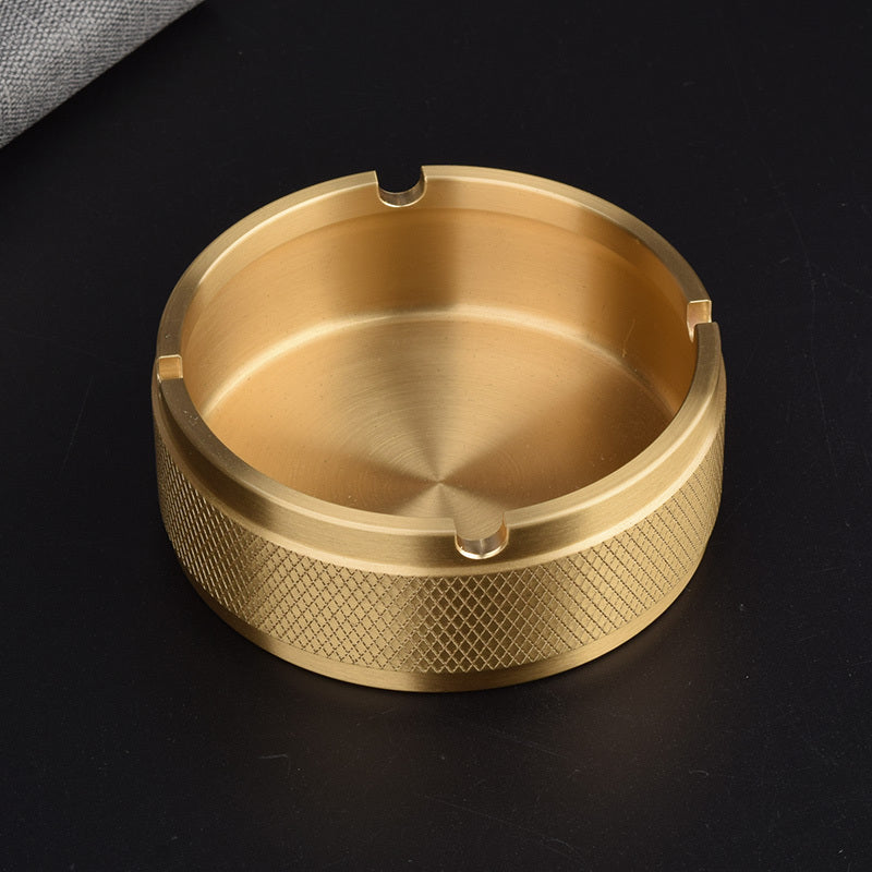 Brass Integrated Old Ashtray With Lid
