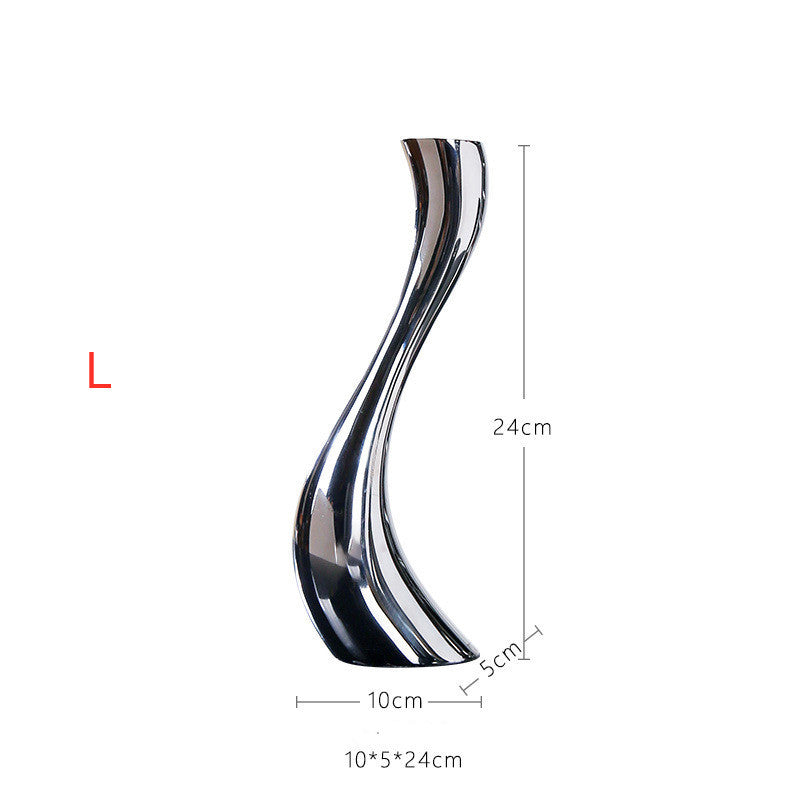 American Graceful Curve Swan Ceramic Silver Plated Candle Holder